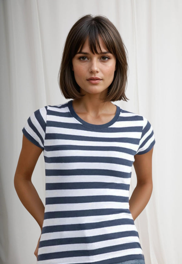 MARINA | Nachhaltiges Bio-Baumwoll Damen Marineshirt mit Streifen