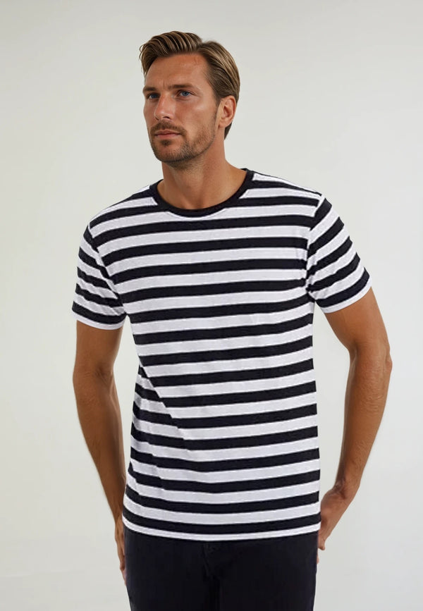 MARINO | Sustainable Organic Cotton Men's Navy Shirt with Stripes